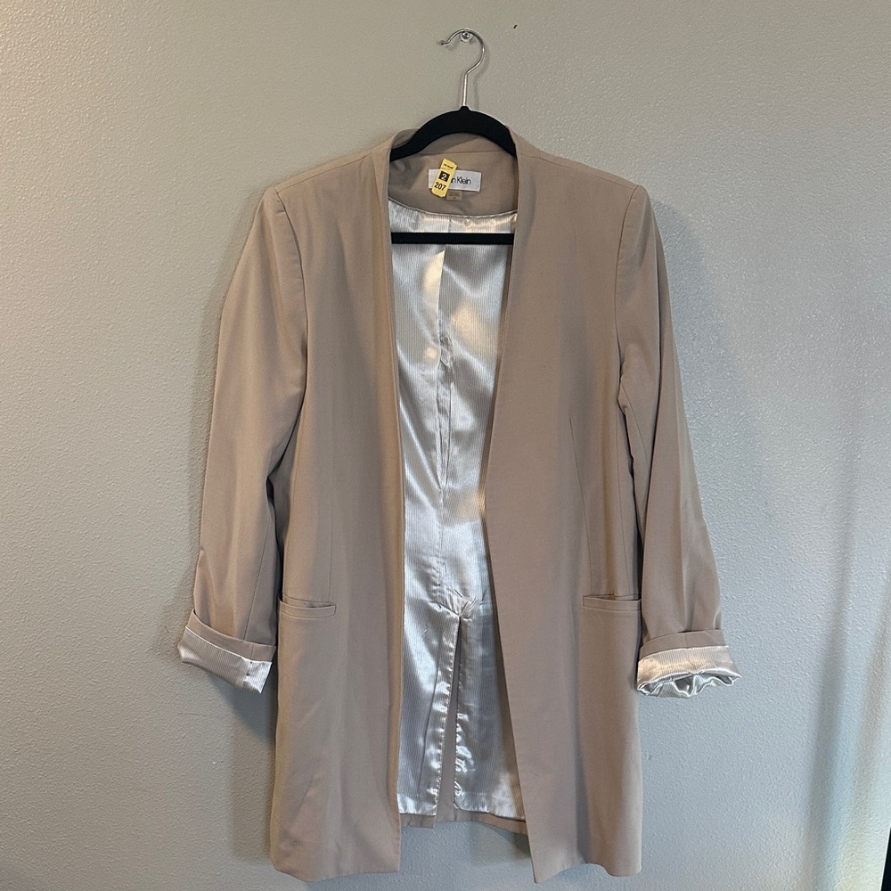 Calvin Klein Beige Open Front Blazer